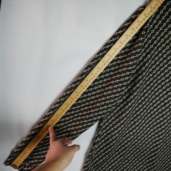 Diane Gilman Women's Size Large Blouse Button Down Black Golden Chain Print - Picture 11 of 12